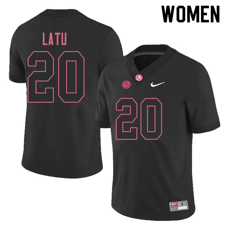 Women #20 Cameron Latu Alabama Crimson Tide College Football Jerseys Sale-Blackout